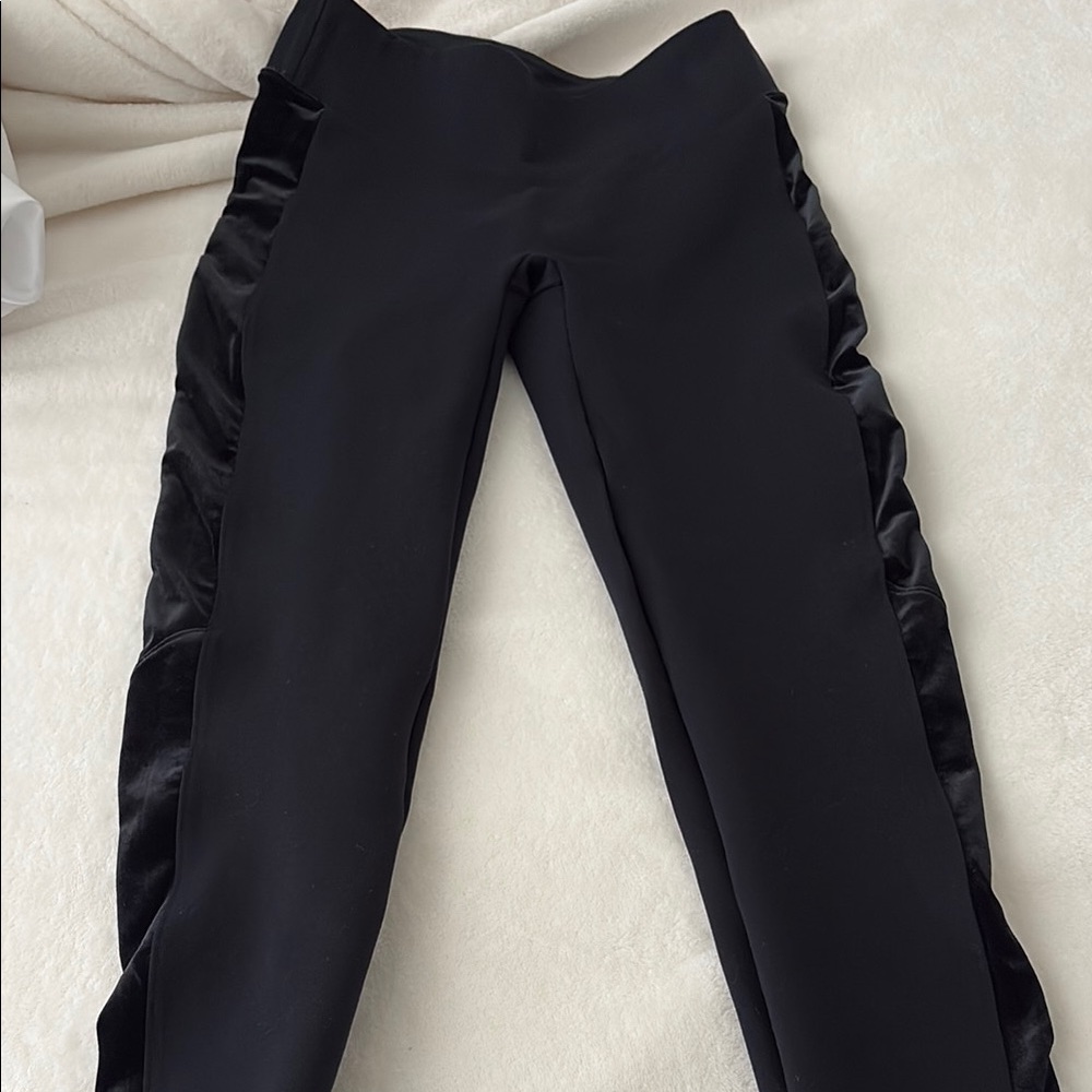 SPANX Black Leggings with Satin Accents